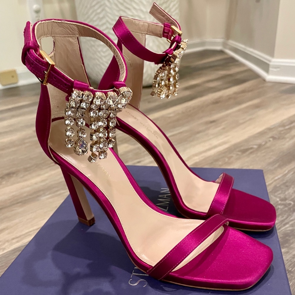 Stuart Weitzman Nudist Ankle Strap Pink High Heels